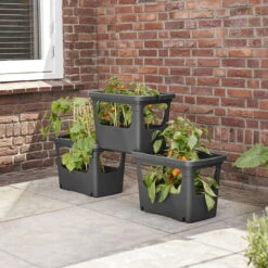 Stack & Grow, Schwarz, Volumen 15 Liter, Ca. 51 X 35 X 36 Cm