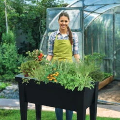 Hochbeet Mit Deckel, Anthrazit, Ca. 80 X 40 X 88 Cm